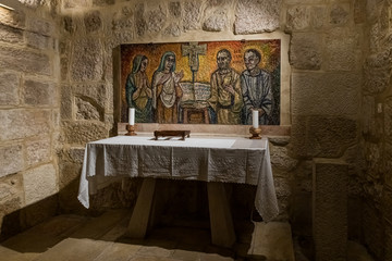 The interior of the cave of St. Hieronymus under the Chapel of Saint Catherine in Bethlehem in Palestine