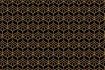 Hexagon mosque arabic pattern background. Islamic ornament vector. Geometric 2d shape. Texture mosque arabian traditional motif. gold pattern in back background.