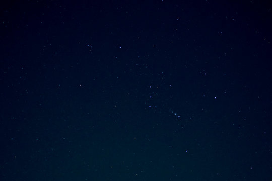 Orion constellation in southeast US sky over Florida, also showing Betelgeuse and Gemini.