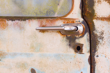 Door handle of old rusty truck