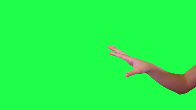 hand sign flicking off of young girls hand over green screen