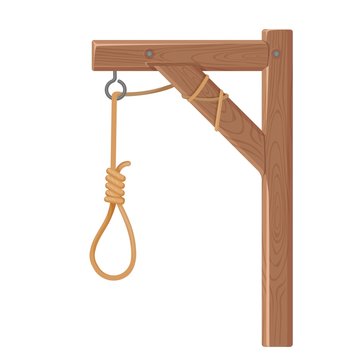 Gallows with rope and noose. Execution, death and justice symbol. Vector