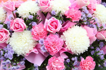 Beautiful background of bright colorful flowers closeup 
