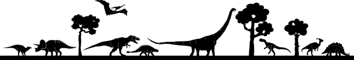 Dinosaur Vector Outline Landscape Skyline © SimpLine