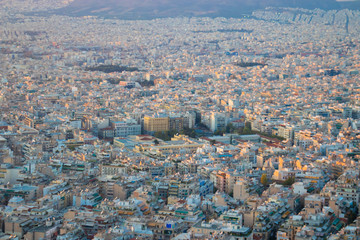 City view from aerial view with buildings in Athens Greece