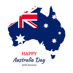 Obraz na płótnie Canvas Happy Australia Day with national map