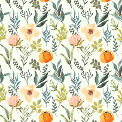pretty leaf  pattern watercolor floral seamless