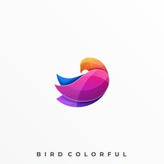 Bird Color Illustration Vector Template.