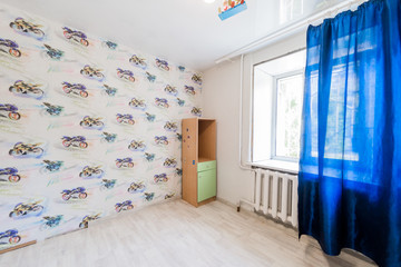 Russia, Moscow- September 05, 2019: interior room apartment modern bright cozy atmosphere. general cleaning, home decoration, preparation of house for sale