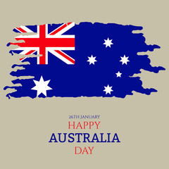 Happy Australia Day Vector illustration. Brush stroke background.
