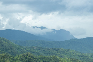 Obraz na płótnie Canvas Foggy and cloudy mountains