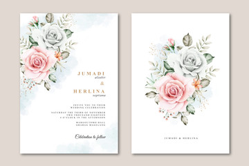 Elegant floral bouquet aquarel wedding card template