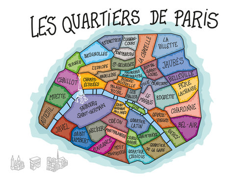 QUATIERS-DE-PARIS TOURISTIQUE - Vecteur avec calques