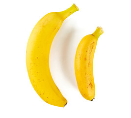 two different types of banana isolated on white