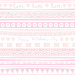 Happy Valentine s Day hand lettering with pastel seamless background