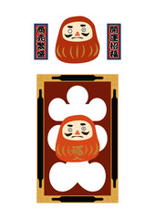 だるまのイラストセット。 縁起物。日本の伝統的な置物。 達磨のイラスト素材集。