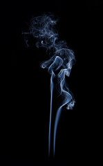 Photo of real white smoke on black background