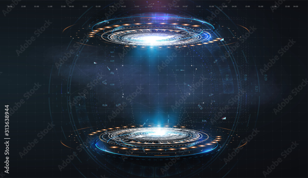 Wall mural futuristic circle vector hud, gui, ui interface screen design. abstract style on blue background. ab