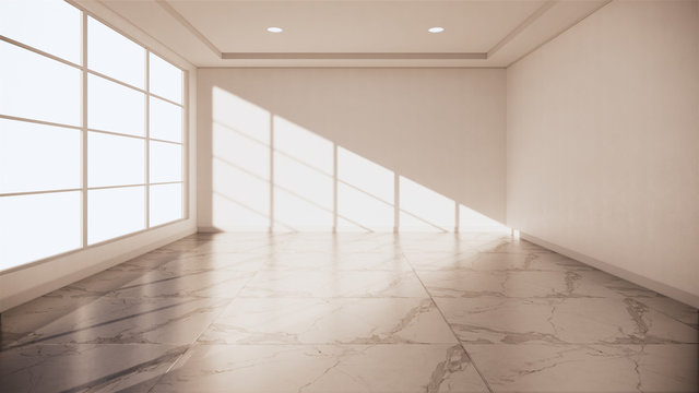 Granite floor room interior - Empty room of natural stone granite floor.3D rendering © Interior Design