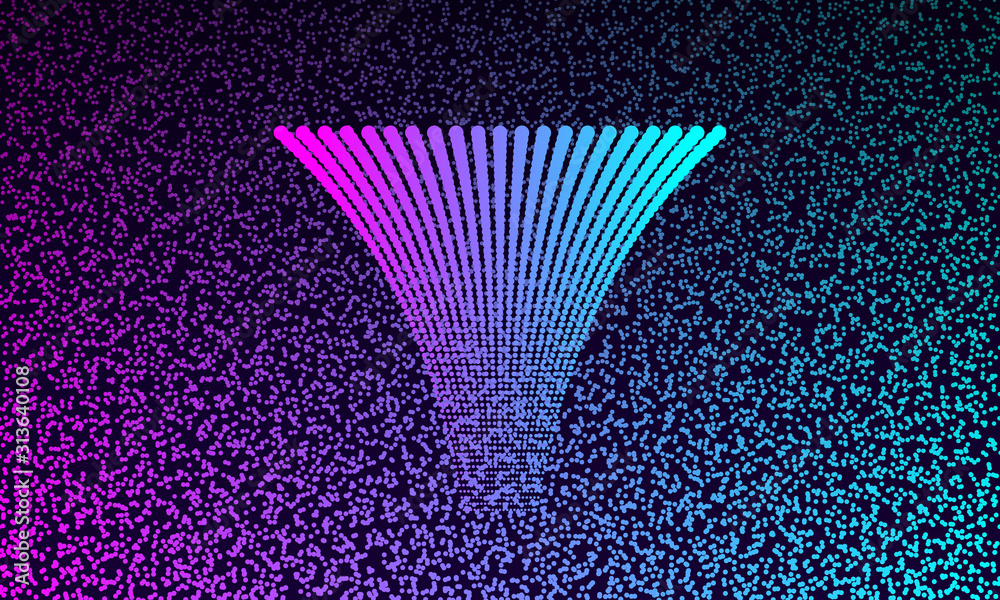 Poster exploding color particles as fireworks. trendy fluid cover design.