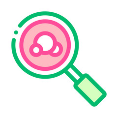 Magnifier Bacteria Microbe Vector Thin Line Icon. Organic Germ Bacteria Cosmetic, Natural Component Linear Pictogram. Eco-friendly, Cruelty-free Product, Molecular Analysis Contour Illustration