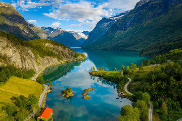 Naklejka na ściany i meble lovatnet lake Beautiful Nature Norway.