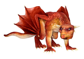 3D Rendering Fairy Tale Dragon on White