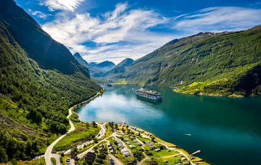 Wall murals North Europe Geiranger fjord, Beautiful Nature Norway.