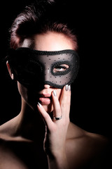 Frau Gesicht mit Augenmaske Poster Nahaufnahme