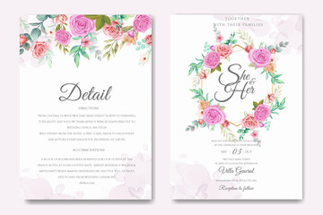 Wedding invitation card with floral ornament template