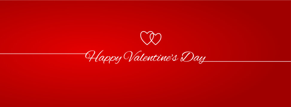 Valentine's day banner template with two hearts