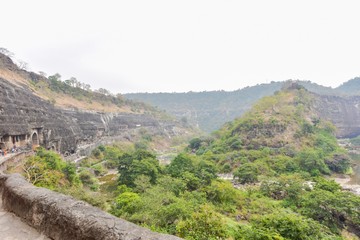 Obraz premium Ancient Cave Temples at Ajanta Caves in Maharashtra State of India