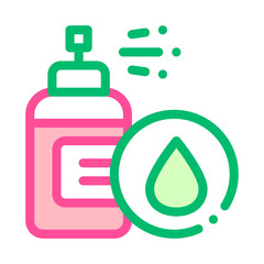 Spray Lotion Drop Cosmetic Vector Thin Line Icon. Organic Cosmetic, Natural Ingredient Linear Pictogram. Eco-friendly, Cruelty-free Product, Molecular Analysis Contour Illustration