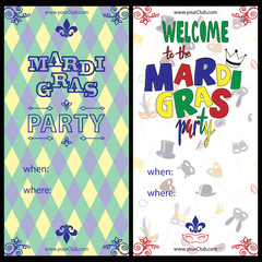 Set of Colorful Mardi Gras Carnival Invitation backgrouns