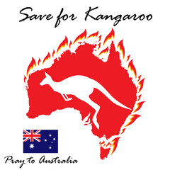 Save For Kangaroo from wildfire. Pray to Australia. vector illustration