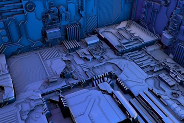 Futuristic circuit board. Technology background with complex shapes