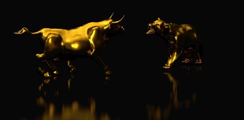 bull and bear market stock 3d