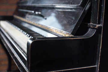 Piano keyboard background selective focus white black