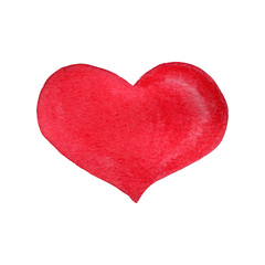 watercolor red heart isolated on white background, valentine heart and love symbol