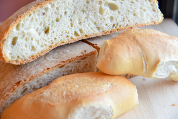 Fresh Bread on Wooden Table