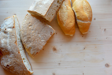 Fresh Bread on Wooden Table