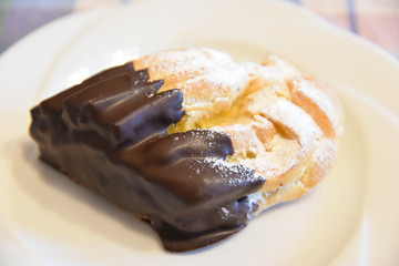 Sweet Chocolate Pastry in the Plate