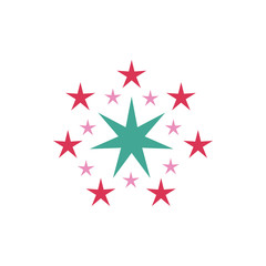 fireworks explosion circular splash with stars