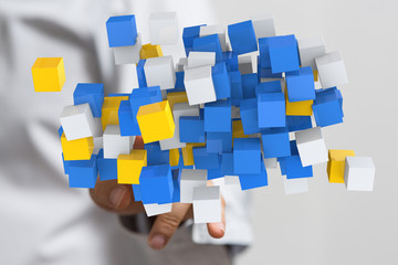 cloud connected to many objects on a virtual screen.