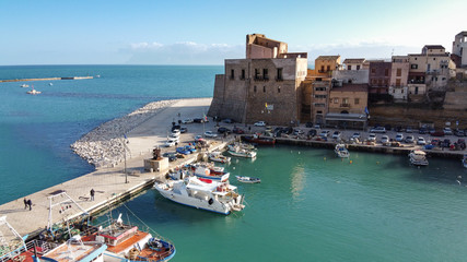 Fototapeta na wymiar aerial view of the castle of Castellammare del Golfo, Sicily