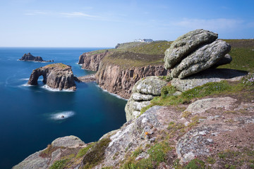 Long exposure of the Enys Dodnan arch at Land's end, Cornwall