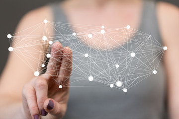 cloud connected to many objects on a virtual screen.