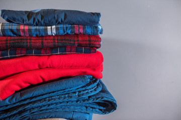 Stack blue red checkered plaids color of the year