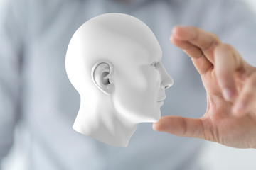 head with symbol neurons in brain.