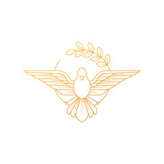 Dove Of Peace. Illustration of flying Dove holding an olive branch symbolizing peace on earth.